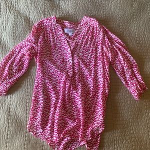 Ladies dress top in pink and white